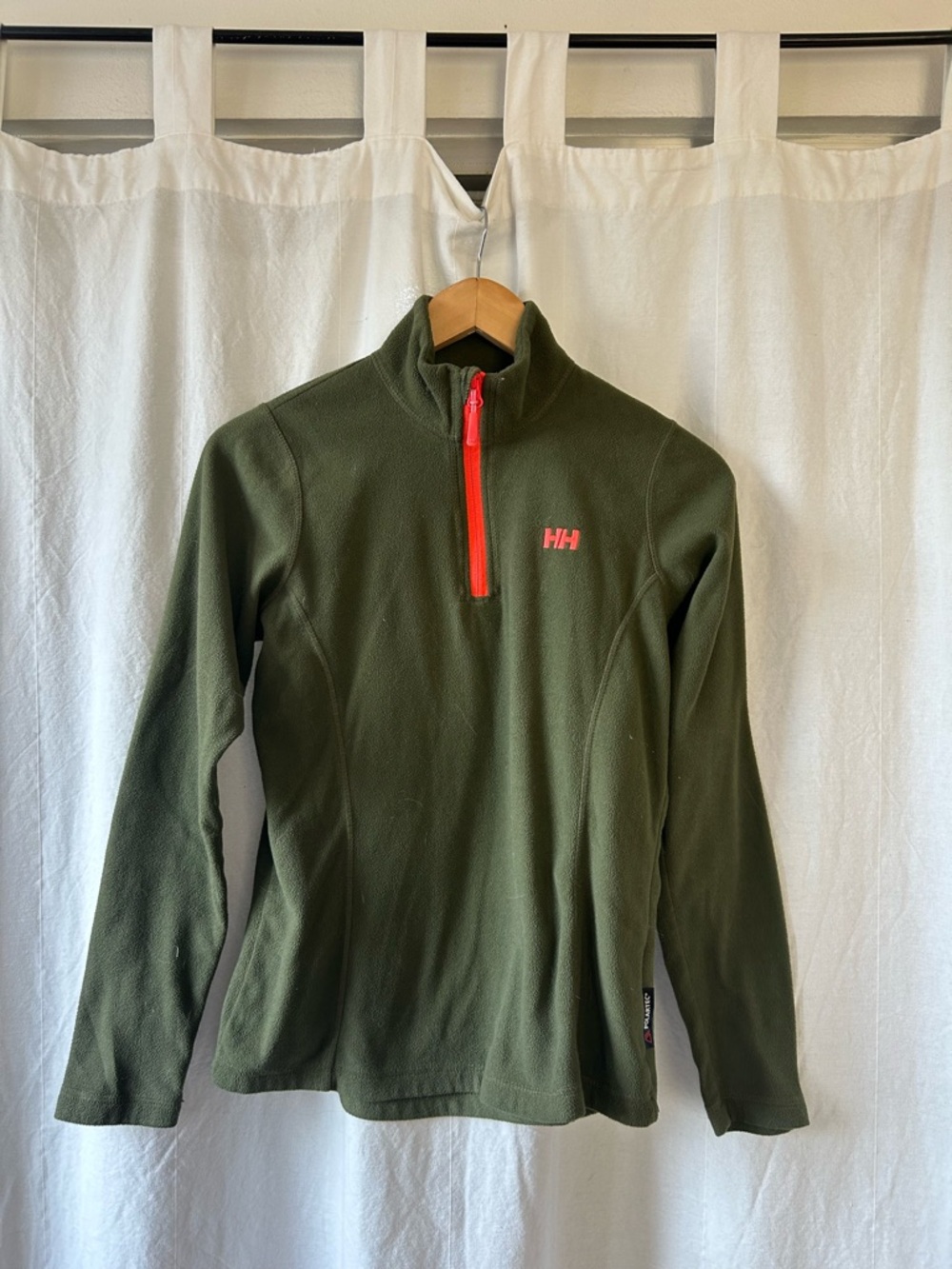 Helly Hansen Olive Green Half-Zip Fleece with Red Accents